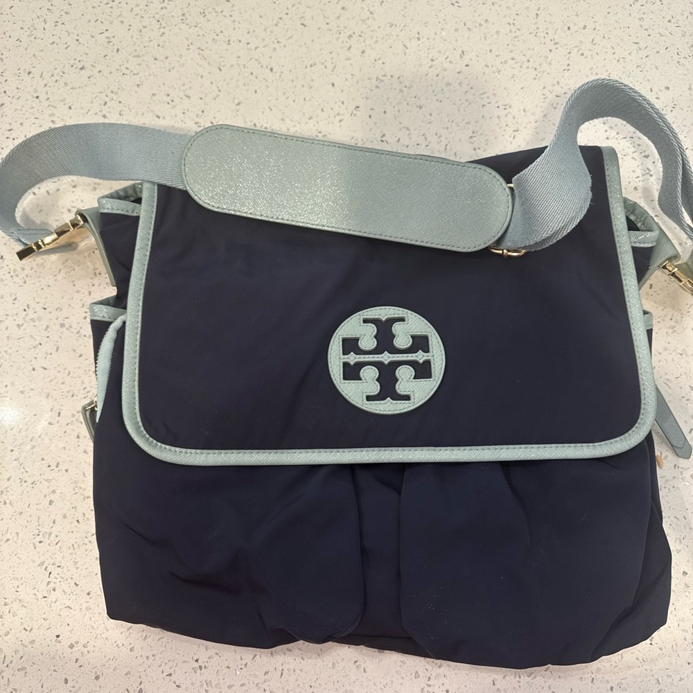 Tory Burch Blue Baby Bag with Nautical Accents